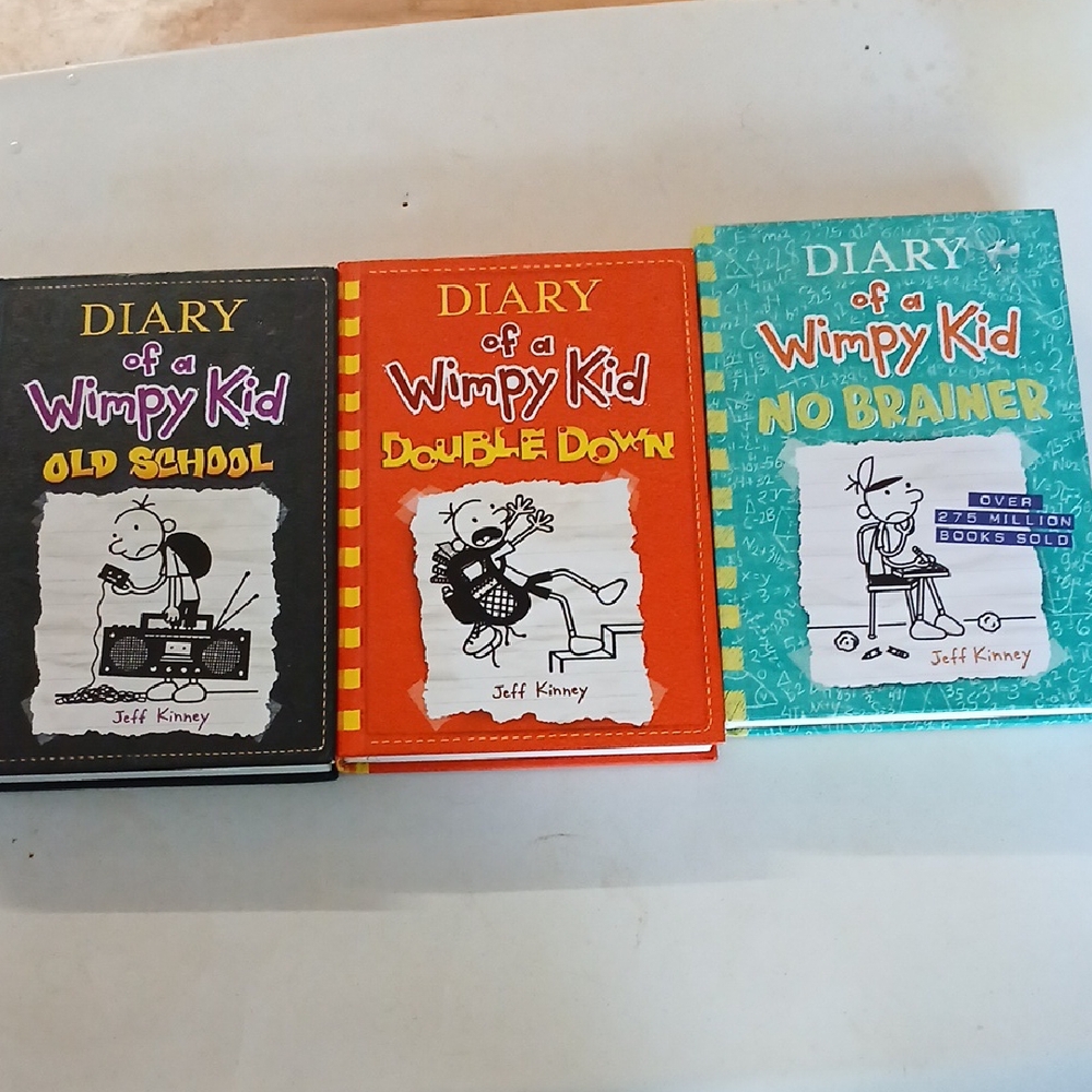 Diary Of A Wimpy Kid No Brainer, Double Down, Old School 3 Book Bundle